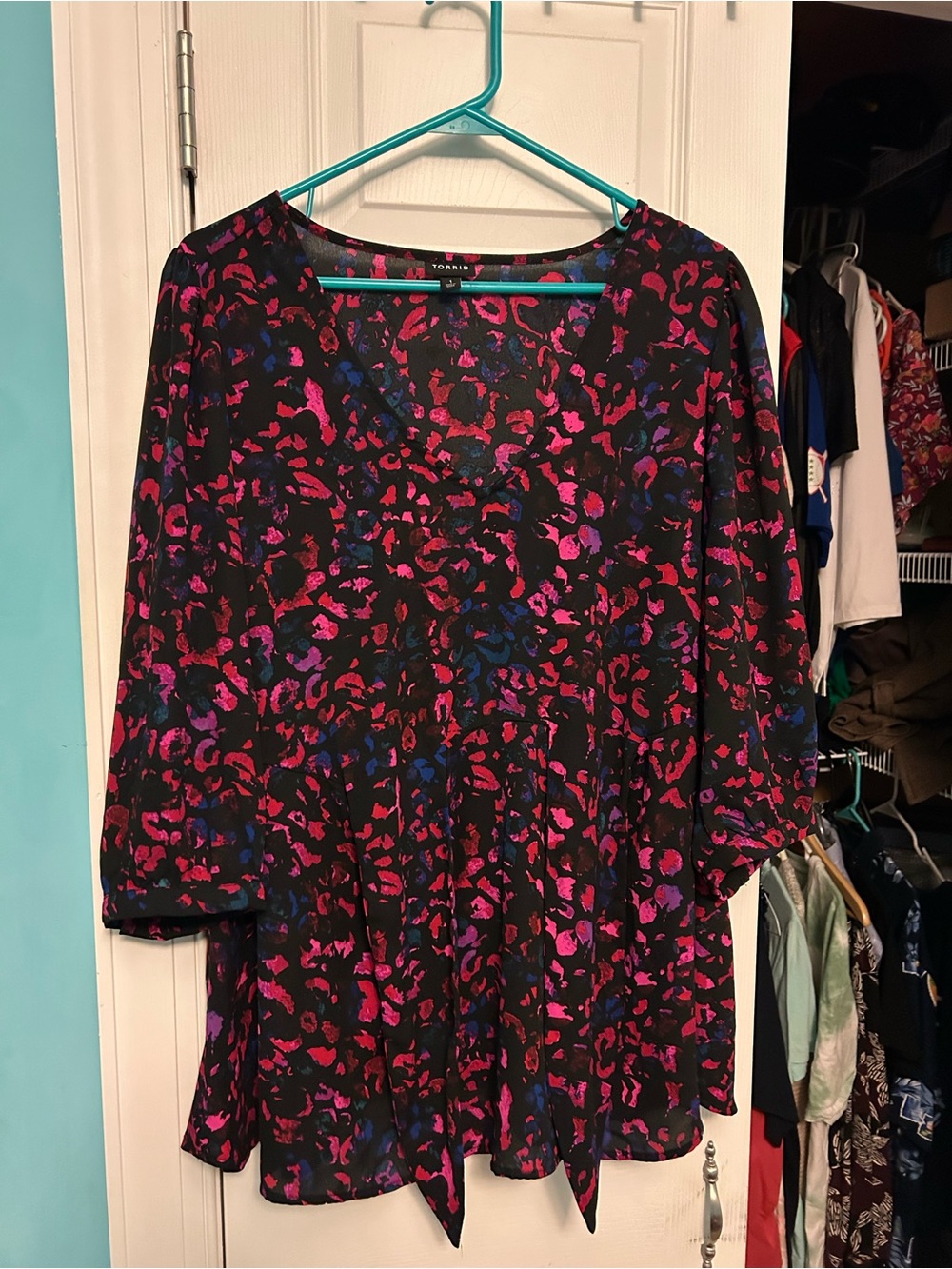 torrid Black Floral Print V-Neck Long Sleeve Dress